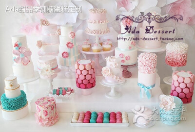 粉色系甜品台