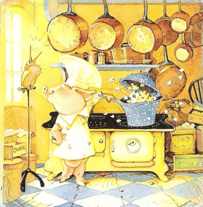 幸福快乐的猪。 作者：儿童绘本画家Holly Hobbie