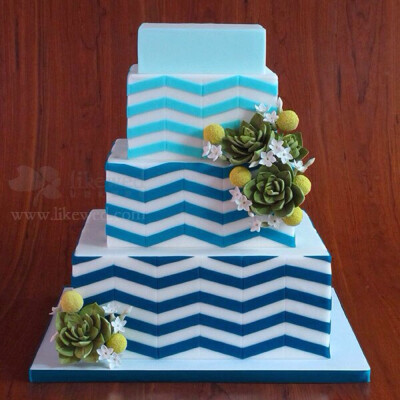 【创意几何婚礼蛋糕】将几何图形运用到婚礼蛋糕上，立刻让蛋糕独特起来了。