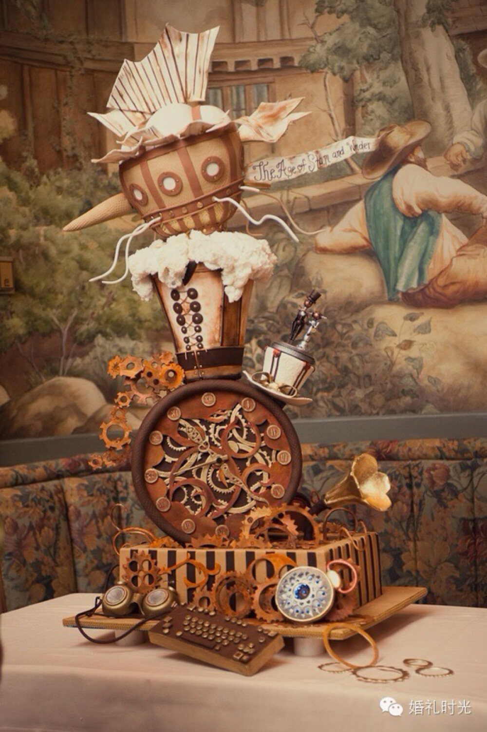 蒸汽朋克主题婚礼翻糖蛋糕，机械风潮来袭！