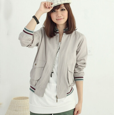 白菜价Catworld秋装女装开衫外套15001270运动风彩条罗纹外套