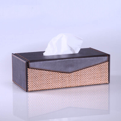 sanstar莎士丹创意时尚自然编织皮质纸巾盒 餐巾盒 抽纸盒