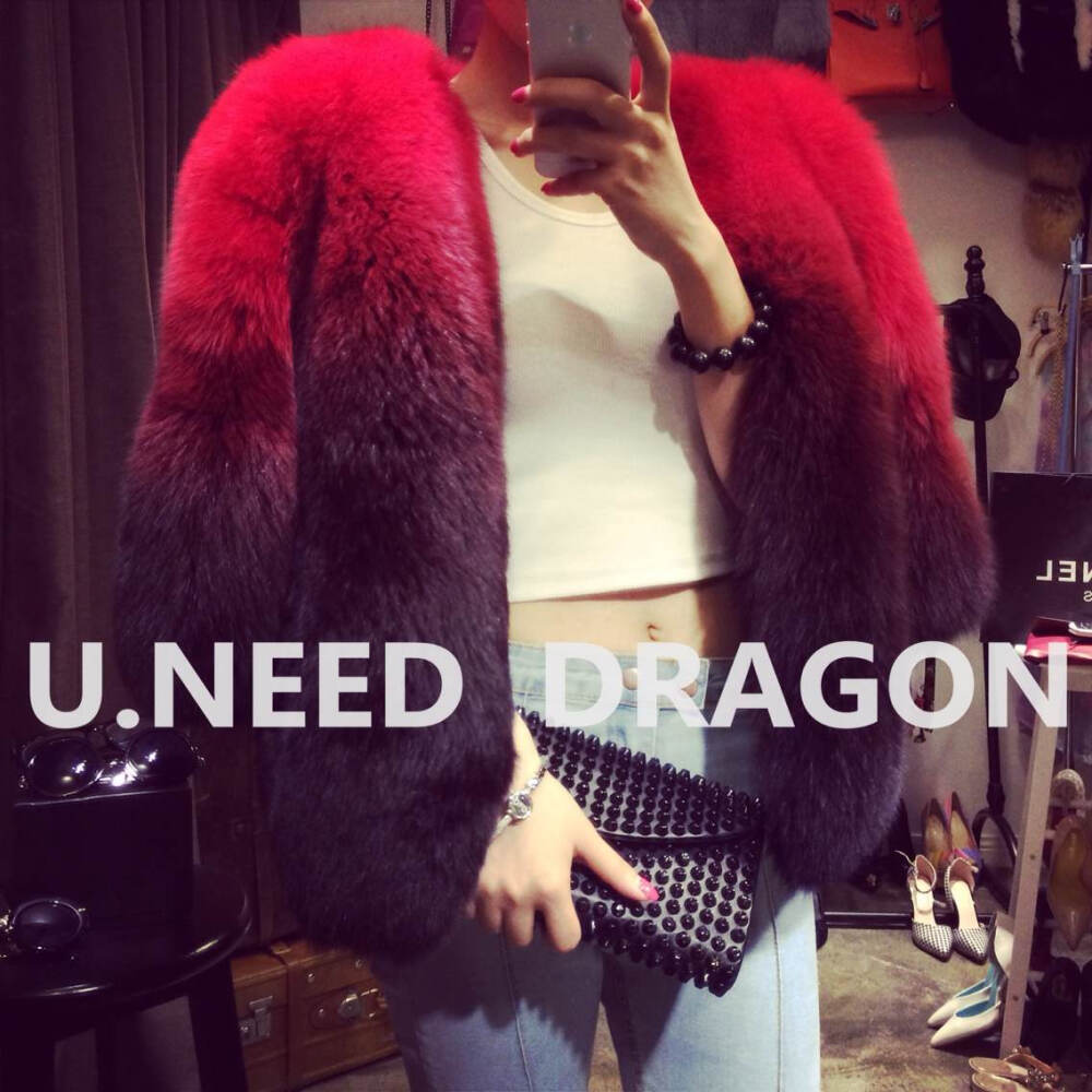  U-NEED11·09预热第一波️4000～土豪03（高级定制）蓝狐❗️A030 整皮 渐变狐狸毛外套，韩国订单❗️整皮蓝狐不打孔，厚实看得到！最夯最潮最新的渐变色～美丽得无法形容，多色～