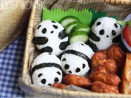 Panda bear rice balls! Too cute!! #BabyCenter #BentoBoxes