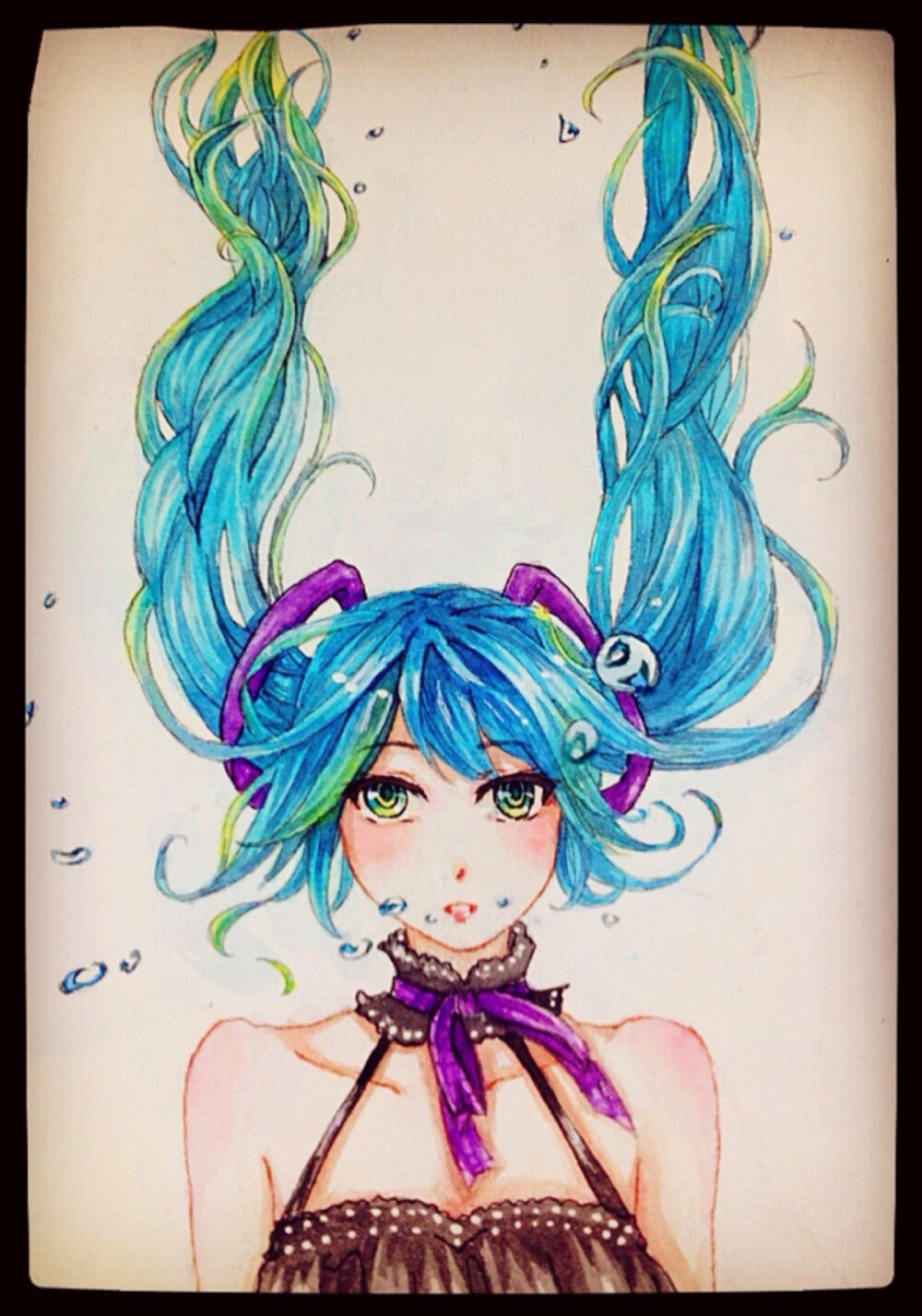 水彩手绘初音～媛