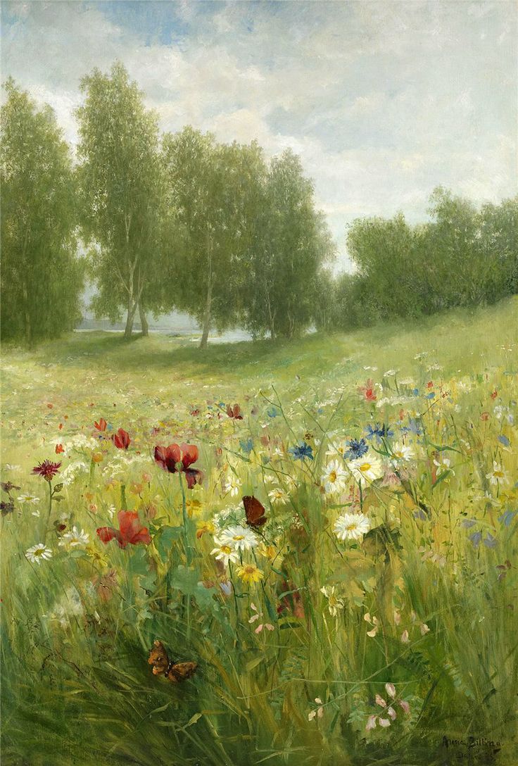 Anna Billing (1849-1927) Lush Green Summer Meadow - Dalarovagen