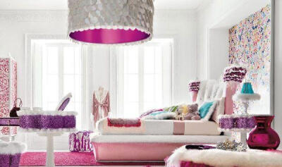粉色系，温馨客厅