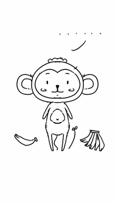 手绘 简笔 猴子 香蕉……