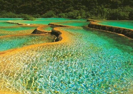 【四川--九寨沟】九寨沟还是以地质遗迹钙化湖泊、滩流、瀑布景观、岩溶水系统和森林生态系统为主要保护对象的国家地质公园。