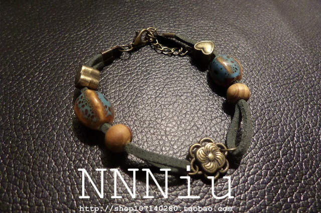 【NNNiu-】玫瑰花 爱心配件 花釉 陶瓷手链 16RMB