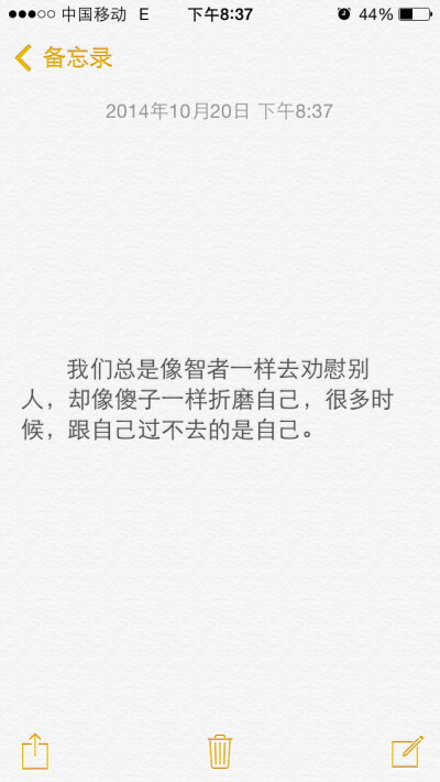 我们总是像智者一样去劝慰别人，却像傻子一样折磨自己，很多时候，跟自己过不去的是自己。