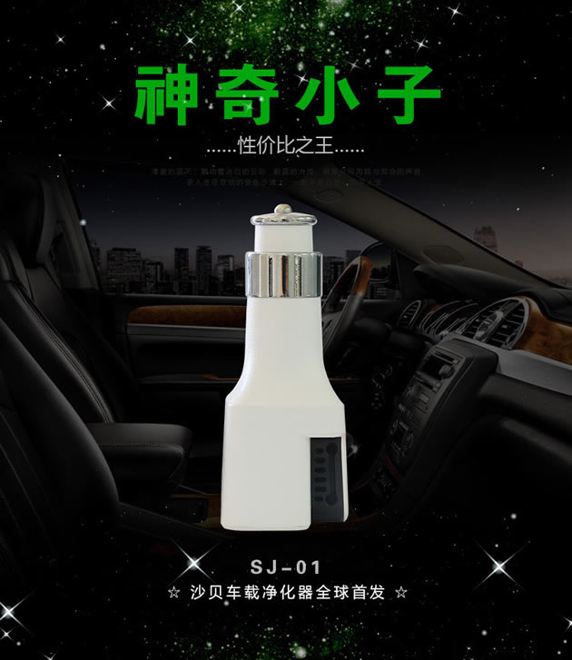 沙贝/sharbay SJ01的额定输入为12V-24V，额定输出为5V/2A，具有电流动态平衡技术，智能识别设备，根据设备额定电流电压自动匹配最佳电流输出，两个USB输出端口，一个1A,一个2A，可同时给一部手机、一部平板同时充电，外壳采用德国拜耳进口PC+ABS坚固耐用、质感独特。