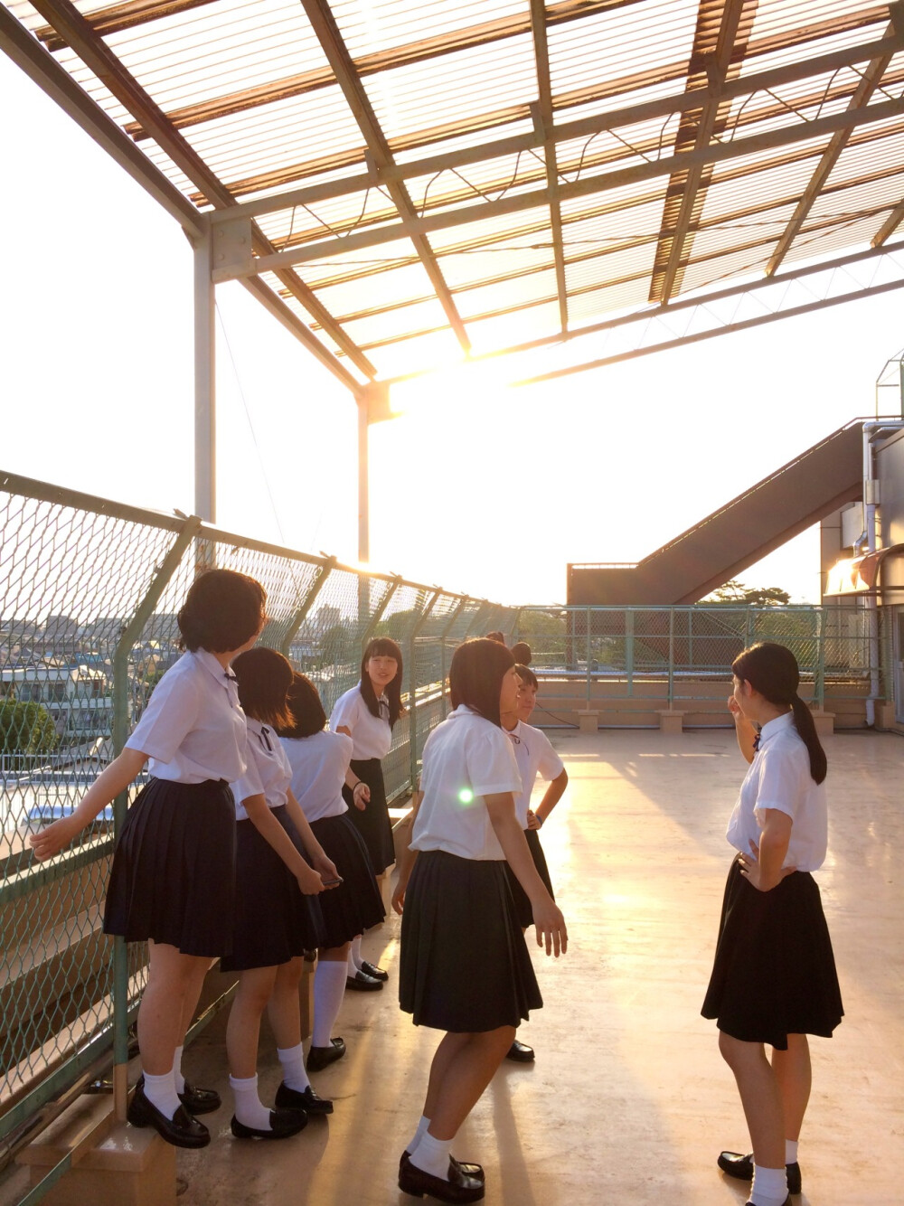 天台山的女子高中生-----日本学生的天台情节。看日剧就知道日本学生有多喜欢天台那个地方了……