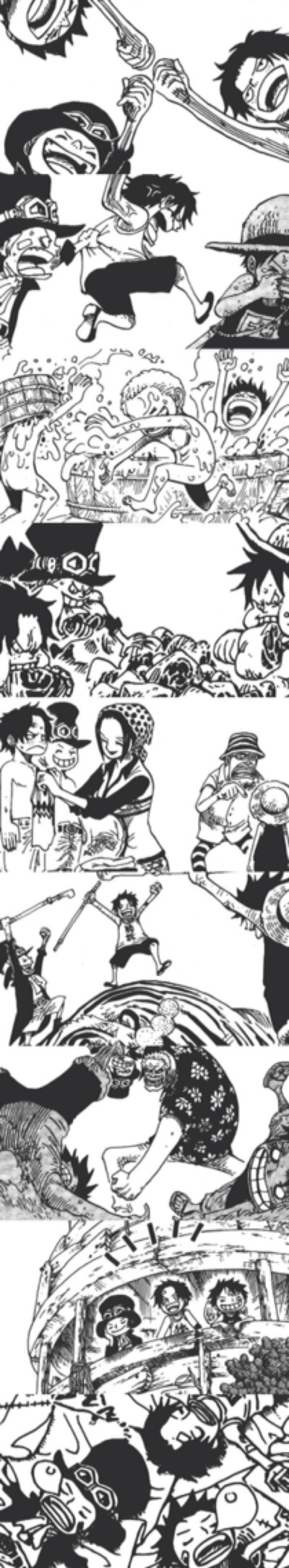 动漫 海贼王 ONEPIECE 黑白 ASL三兄弟小时候 艾斯 萨波 路飞