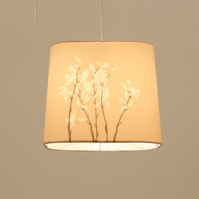 吉臣 吊灯卧室创意 高端软装简约现代餐厅吊灯 印花田园布艺灯罩