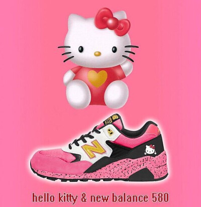 正品新百伦NB580-228女鞋卡通动漫系列Hello Kitty跑鞋增高气垫鞋