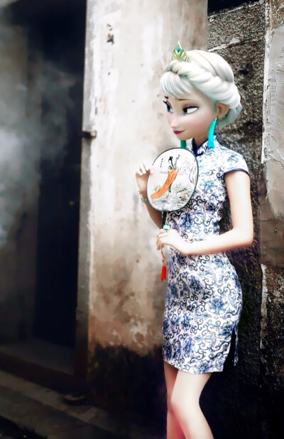 Elsa Anna, 穿上中国旗袍，我的天！美诶~ （tumblr：constable-frozen）