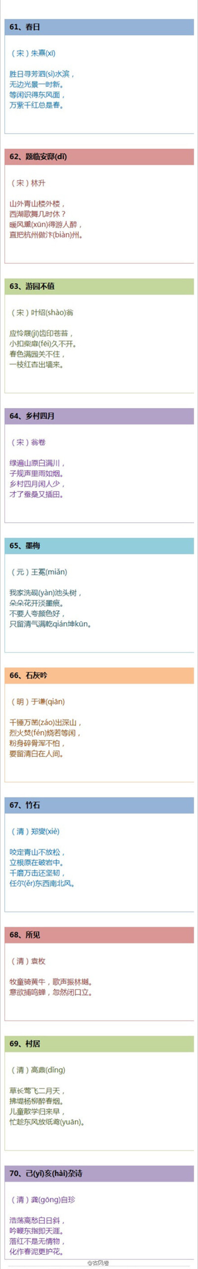 9孩子必须要背诵的70首古诗，大人也可以温故下，收下学习。 .~(〃ω〃)