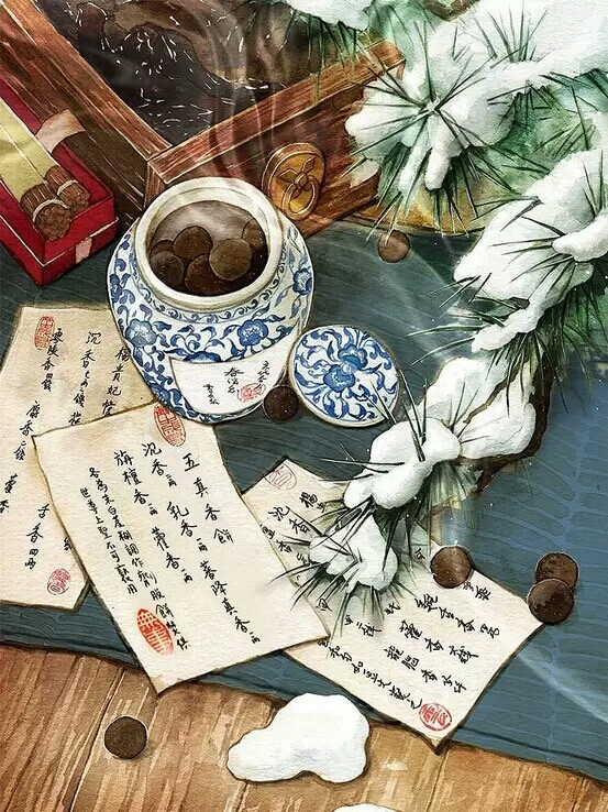 家书抵万金 古风雅韵 背景 壁纸 素材 插画水彩 古画