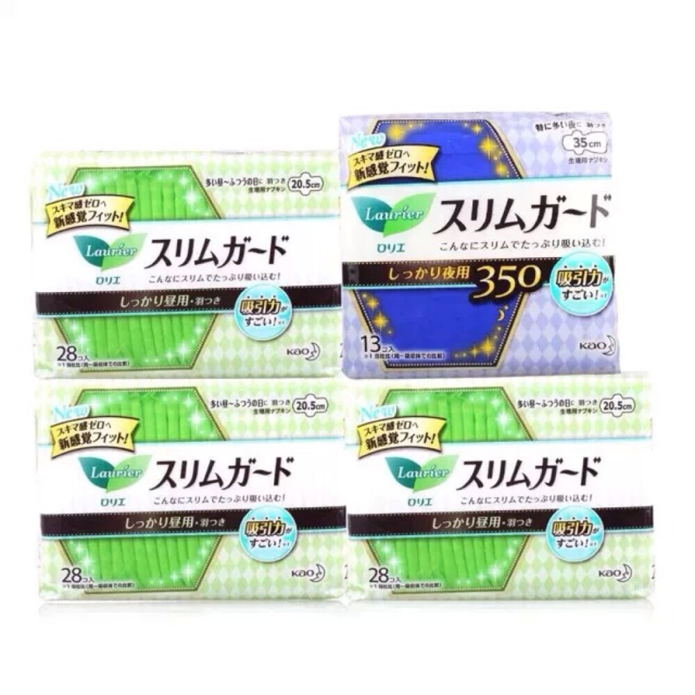 日本花王瞬吸超薄日用夜用护翼型卫生巾4包97片包邮