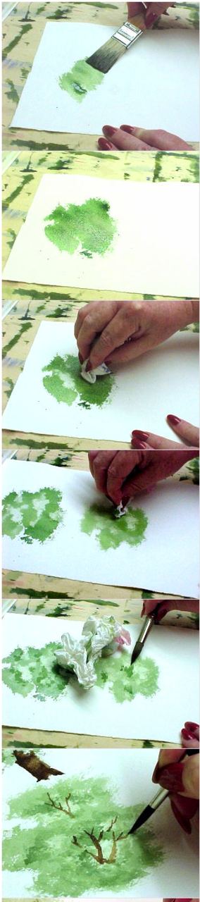 水彩画树示范教程