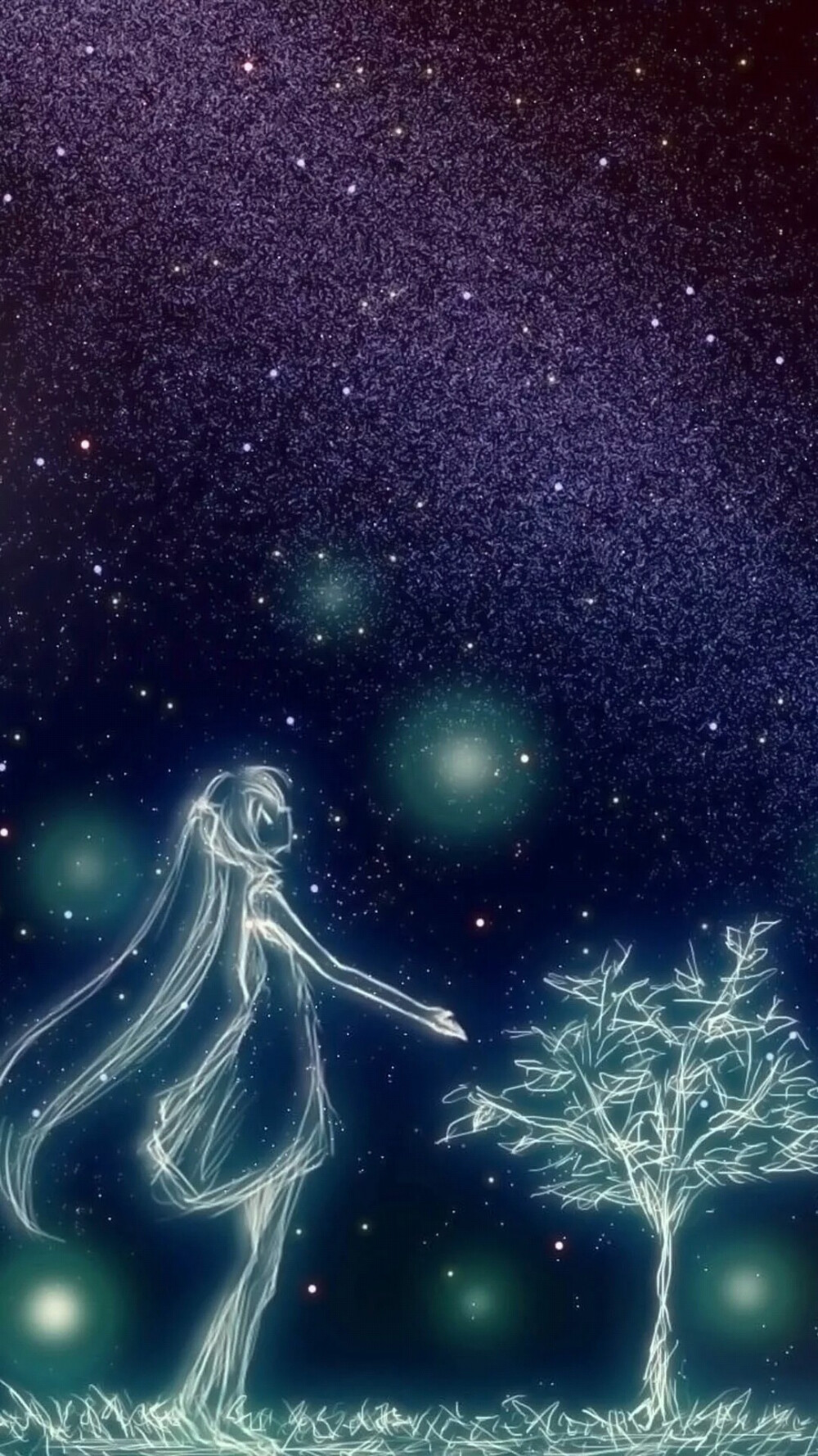 插画手绘 二次元美女 动漫 萌 壁纸 星空 初音