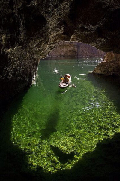 Kayaking in Emerald Cave, Colorado River in Black Canyon, Arizona