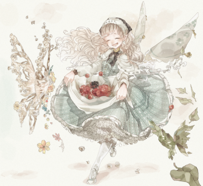 幸せそうな雰囲気の絵を描きたくて描いてみました！妖精とかのファンタジー系大好きです。