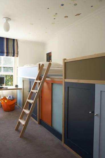 收纳空间利用的双人床 儿童房 卧室 室内 家居设计装修装潢参考
