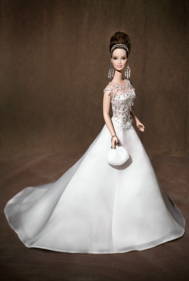 芭比娃娃 2004限量版 badgley mischka bride barbie doll 婚纱 新娘