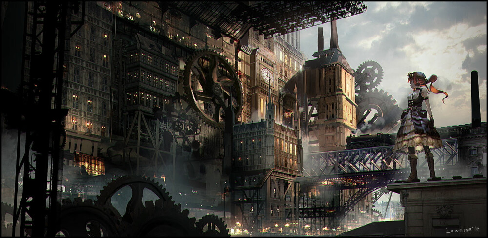 steampunk rhapsodia by：浪人 动漫 插画 Pixiv 背景 风景