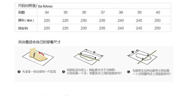 鞋子尺码测量方法