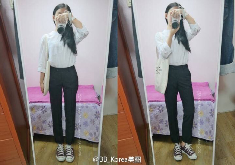 韩国搭配 韩风 衬衣 哈伦裤