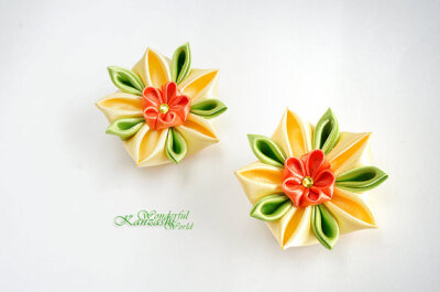 和风 布花 日本传统发饰 图片来自 Esty shop：wonderfulkanzashi 作者Chandler, AZ, United States