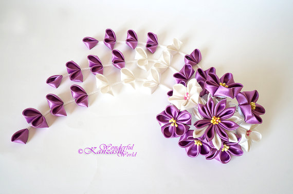 和风 布花 日本传统发饰 图片来自 Esty shop：wonderfulkanzashi 作者Chandler, AZ, United States