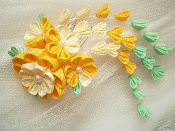 和风布花日本传统发饰图片来自estyshopmariasflowerpower