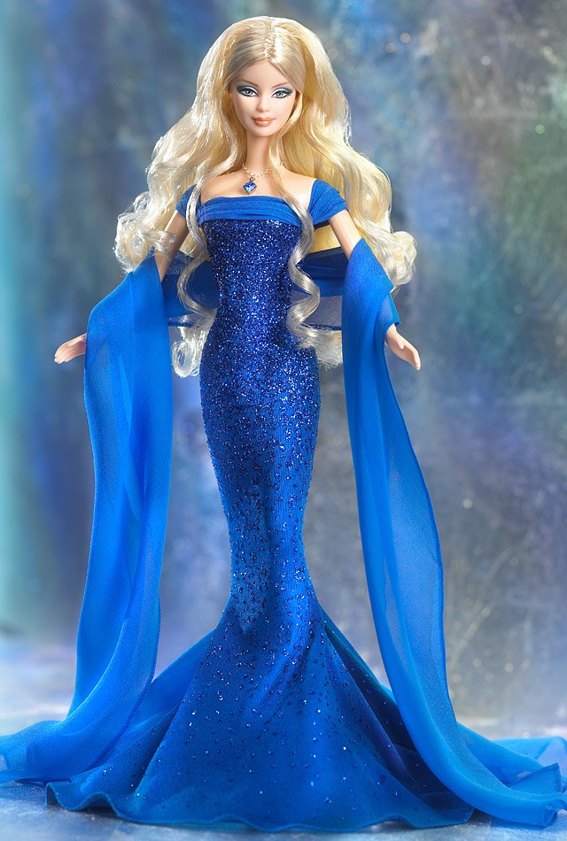 芭比娃娃2003限量版septembersapphire64barbie03doll诞生石九月