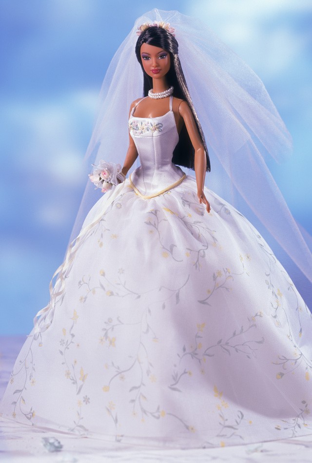 芭比娃娃 2001限量版 romantic wedding64 barbie03 doll 婚纱