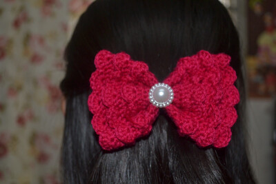 DIY Crochet Hair Clip 蝴蝶结钩针发夹发饰