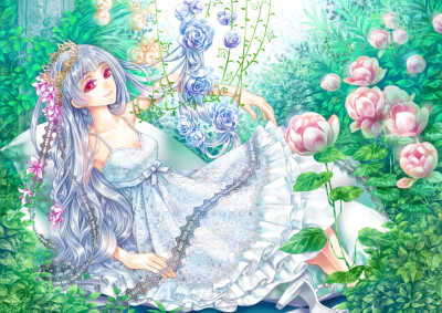 p站 二次元 插画 少女 头像 原创 壁纸 緑わっさ 植物 薔薇 美丽 画师：ゾンデ id=33458307