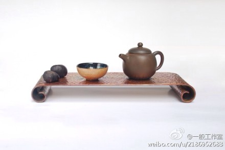 CU小器原创纯手工紫铜纯铜茶艺茶道配件小茶案铜茶案茶壶托盘茶盘