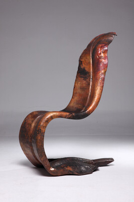 CU大器原创纯手工锻打紫铜纯铜芭蕉扇型椅铜椅子中式椅子新古典椅