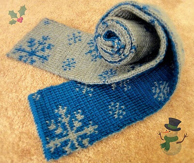 Double knitting snowflakes scarf mycloudyland pattern video