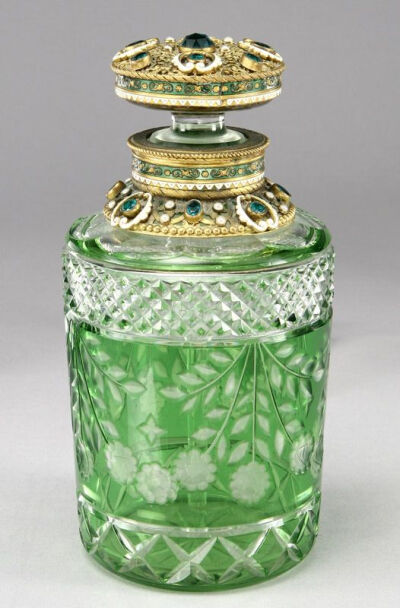 Bohemian cut glass perfume bottle.