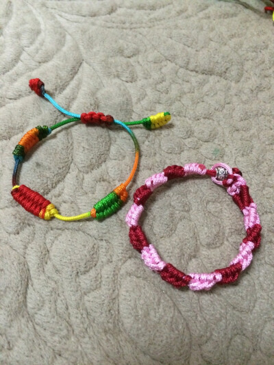 Diy彩绳凤尾结手绳