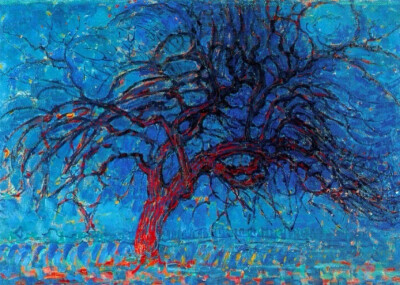 图为荷兰画家彼埃·蒙德里安的油画作品《红树》。今夜我不关心人类，我只沉醉在你的声音里。