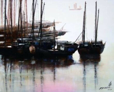 流水江南，烟笼人家 by画家舒益谦