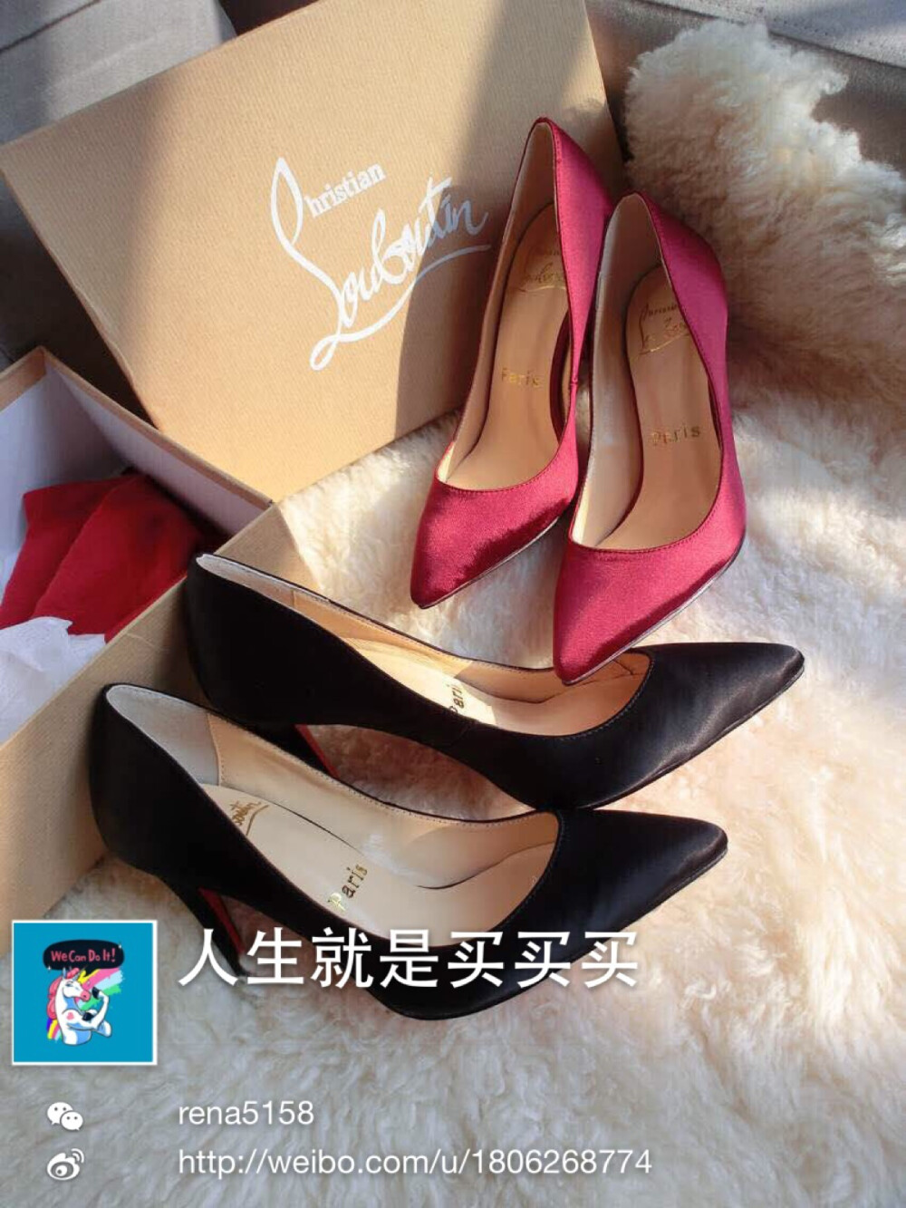 #Christian Louboutin #丝缎红底高跟鞋