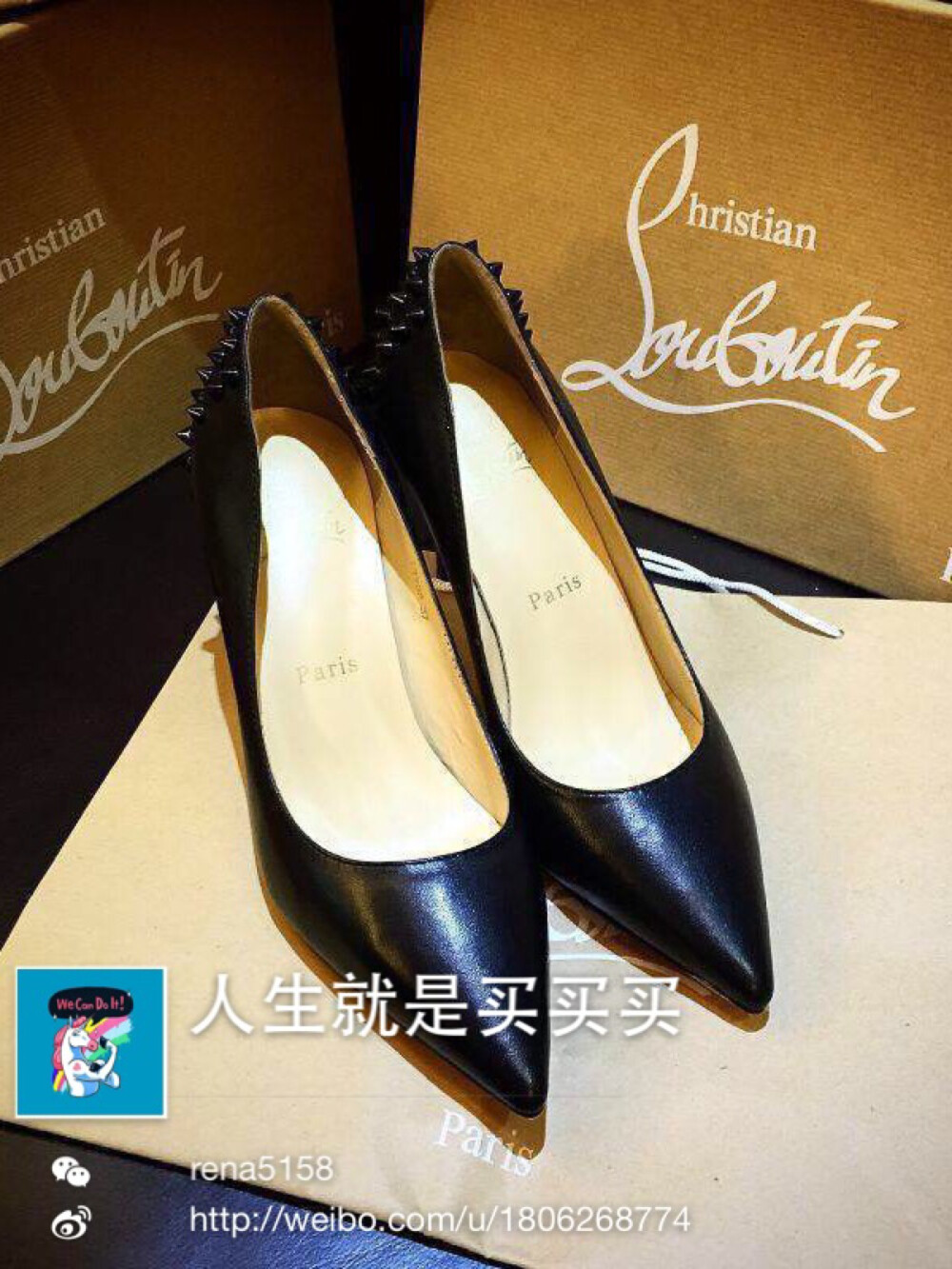 #Christian Louboutin #铆钉红底高跟鞋