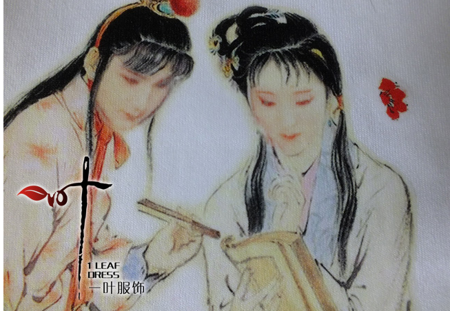 原创中国风-宝玉黛玉红楼梦 小说文学定制修身学院派女装短袖T